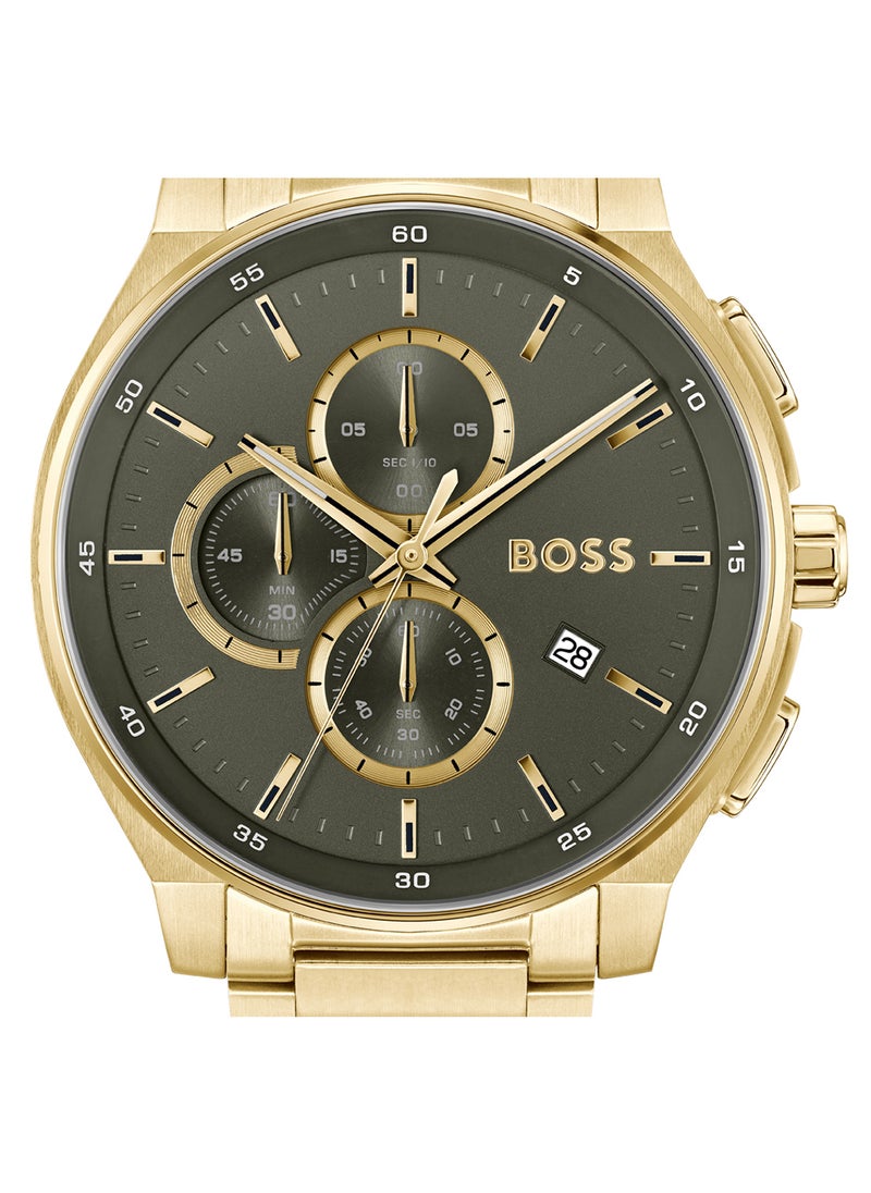 HUGO BOSS ساعة هوجو بوس كرونوغراف للرجال علبة خضراء زيتية - 1514190  - Image 4