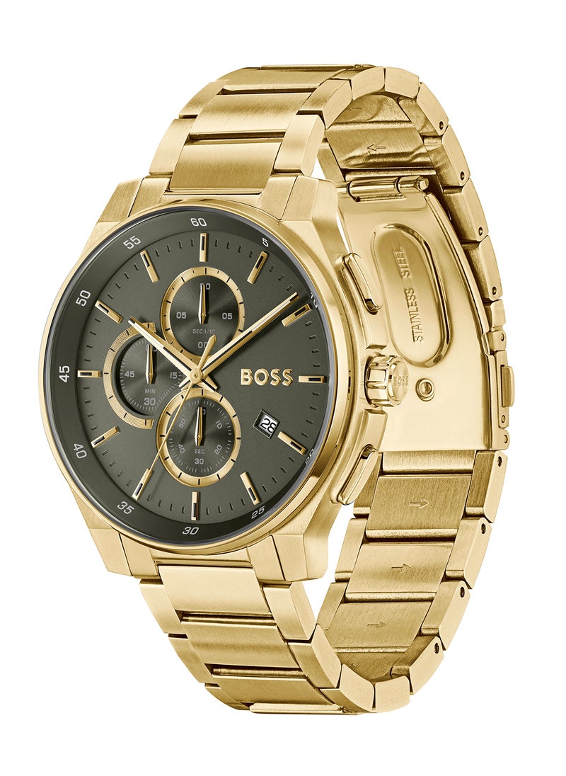 HUGO BOSS ساعة هوجو بوس كرونوغراف للرجال علبة خضراء زيتية - 1514190  - Image 1