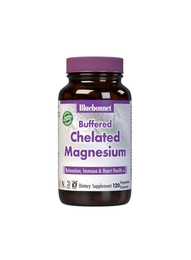 Bluebonnet Nutrition Albion Buffered Chelated Magnesium 200 mg, Magnesium Oxide, Stress Relief, Vegan, Non GMO, Gluten Free, Soy Free, Milk Free, Kosher, 120 Vegetable Capsules, 2 Month Supply - Image 1