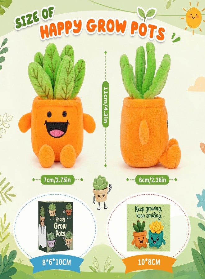 FunisFun Succulent Plant Plush - Happy Grow Pots Artificial Succulent Stuffed Animal, Positive Gift for Adults Collectors, Desk & Shelf Decor for Home or Office (Orange) - Image 2