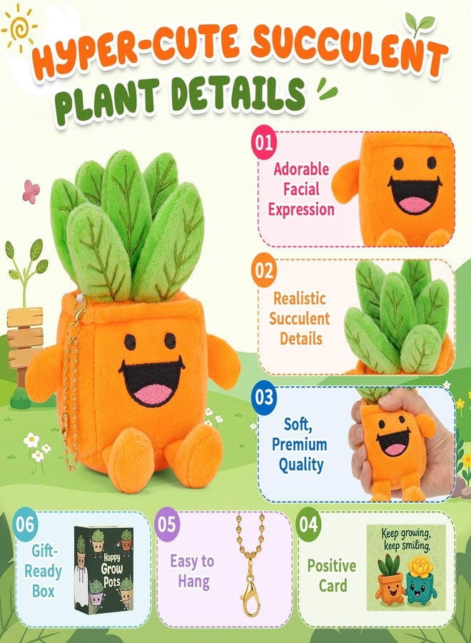 FunisFun Succulent Plant Plush - Happy Grow Pots Artificial Succulent Stuffed Animal, Positive Gift for Adults Collectors, Desk & Shelf Decor for Home or Office (Orange) - Image 5