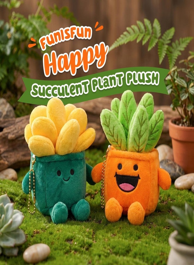 FunisFun Succulent Plant Plush - Happy Grow Pots Artificial Succulent Stuffed Animal, Positive Gift for Adults Collectors, Desk & Shelf Decor for Home or Office (Orange) - Image 3