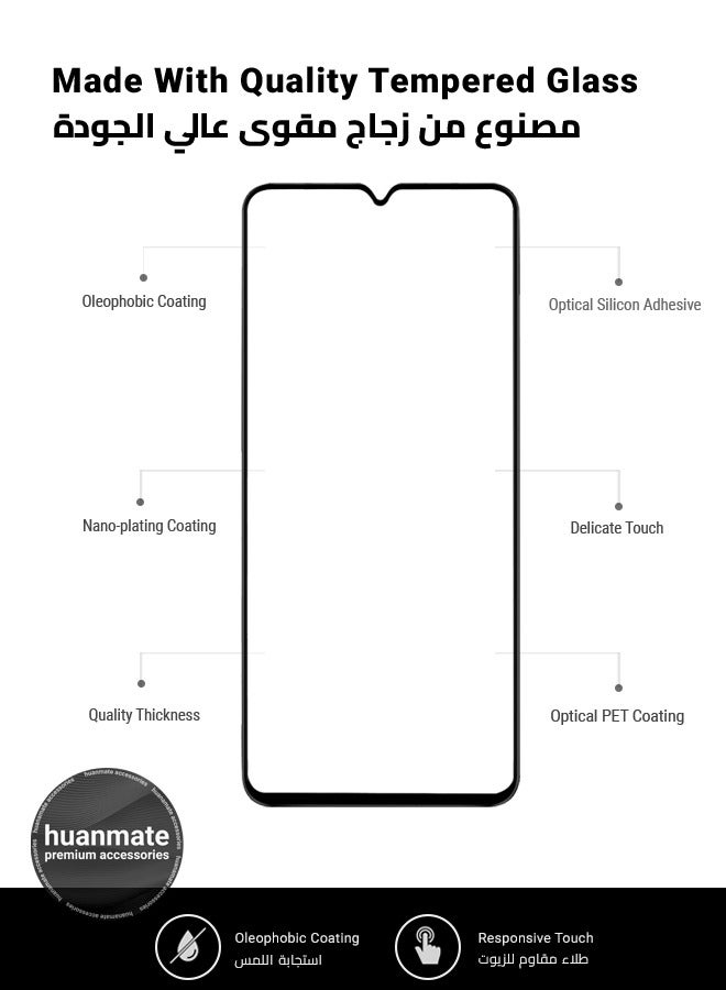 هووانميت واقي شاشة من قطعتين لهاتف ريل مي سي 63 4 جي - زجاج مقسى ممتاز من الحافة إلى الحافة، شفافية عالية، لمسة رقيقة، مضاد للانفجار، حواف مقوسة ناعمة، سهل التركيب - Image 5