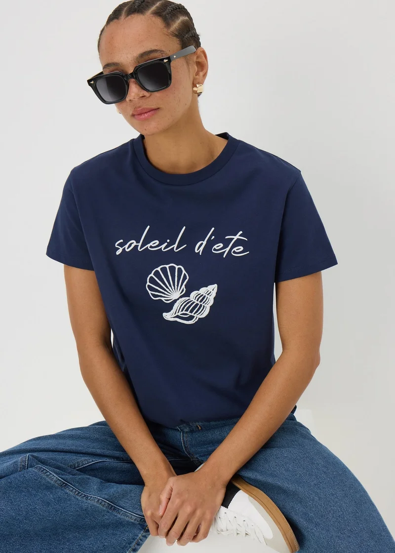 Matalan Navy Shells Soleil D'ete T-Shirt