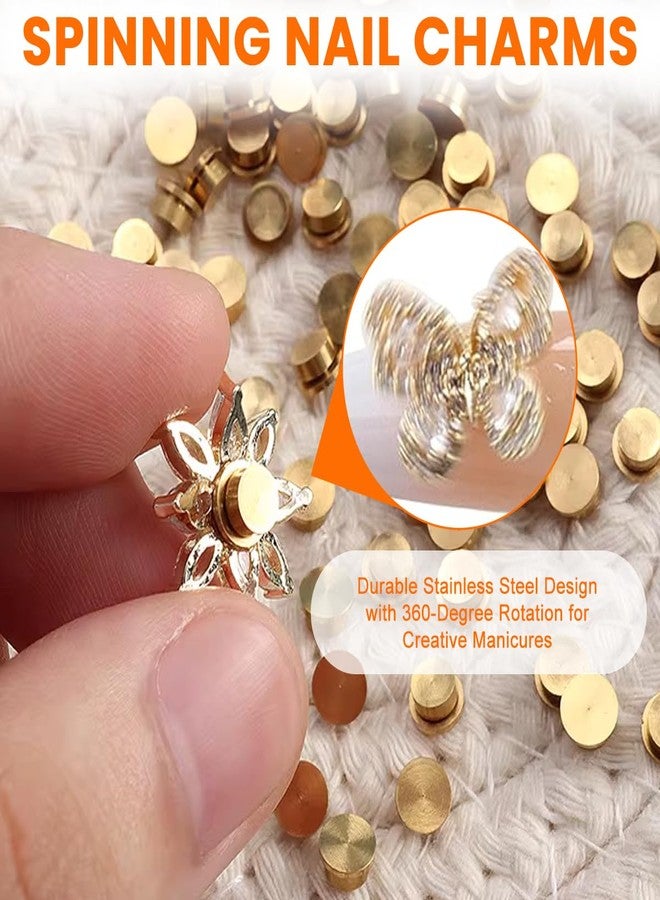 VANTOBEST 10PCS 3D Gold Rotating Nail Charms, Spinning Nail Art Rotating Bearing, DIY Craft Jewelry Tools, Decorative Nail Accessories for Women Nail Art Designs - Image 5