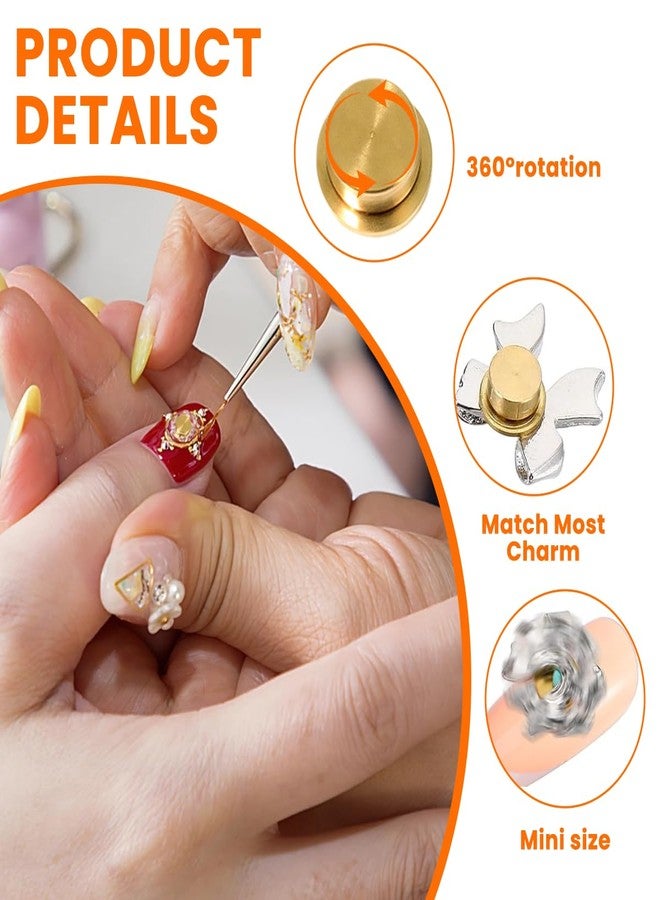 VANTOBEST 10PCS 3D Gold Rotating Nail Charms, Spinning Nail Art Rotating Bearing, DIY Craft Jewelry Tools, Decorative Nail Accessories for Women Nail Art Designs - Image 3