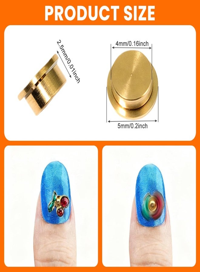 VANTOBEST 10PCS 3D Gold Rotating Nail Charms, Spinning Nail Art Rotating Bearing, DIY Craft Jewelry Tools, Decorative Nail Accessories for Women Nail Art Designs - Image 2