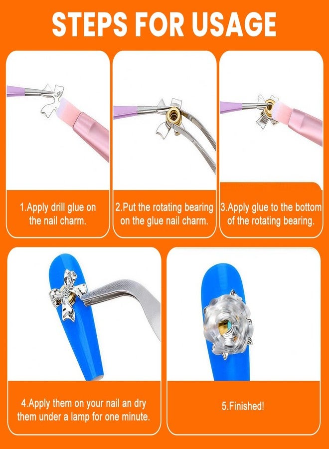 VANTOBEST 10PCS 3D Gold Rotating Nail Charms, Spinning Nail Art Rotating Bearing, DIY Craft Jewelry Tools, Decorative Nail Accessories for Women Nail Art Designs - Image 4