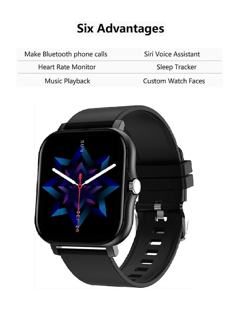 Generic - Smartwatch for Men and Women, 1.69" Screen with Heart Rate Monitor, Oximeter (SpO2), Pedometer, Sleep Monitor, IP68 Waterproof Smart Watch for Android and iOS (Black) - Image 1