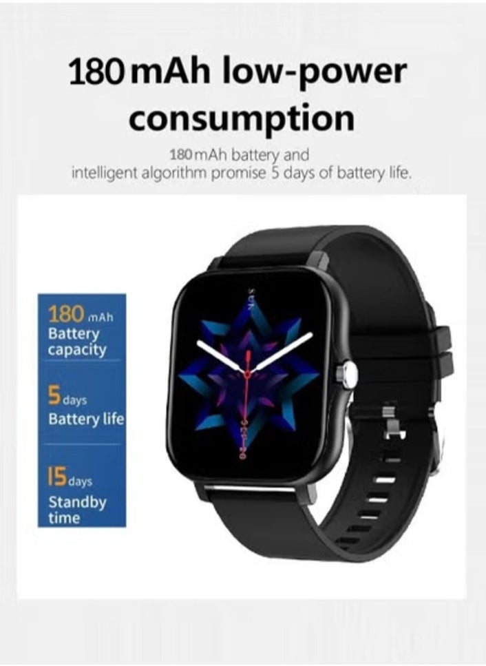 Generic - Smartwatch for Men and Women, 1.69" Screen with Heart Rate Monitor, Oximeter (SpO2), Pedometer, Sleep Monitor, IP68 Waterproof Smart Watch for Android and iOS (Black) - Image 1