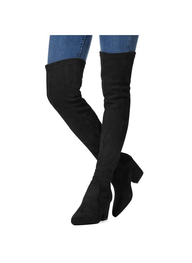 Mtzyoa Thigh High Block Heel Boot Women Pointed Toe Stretch Over The Knee Boots - Image 2