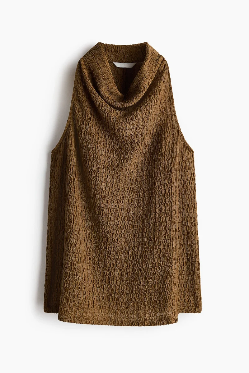 H&M Crinkled cowl-neck top