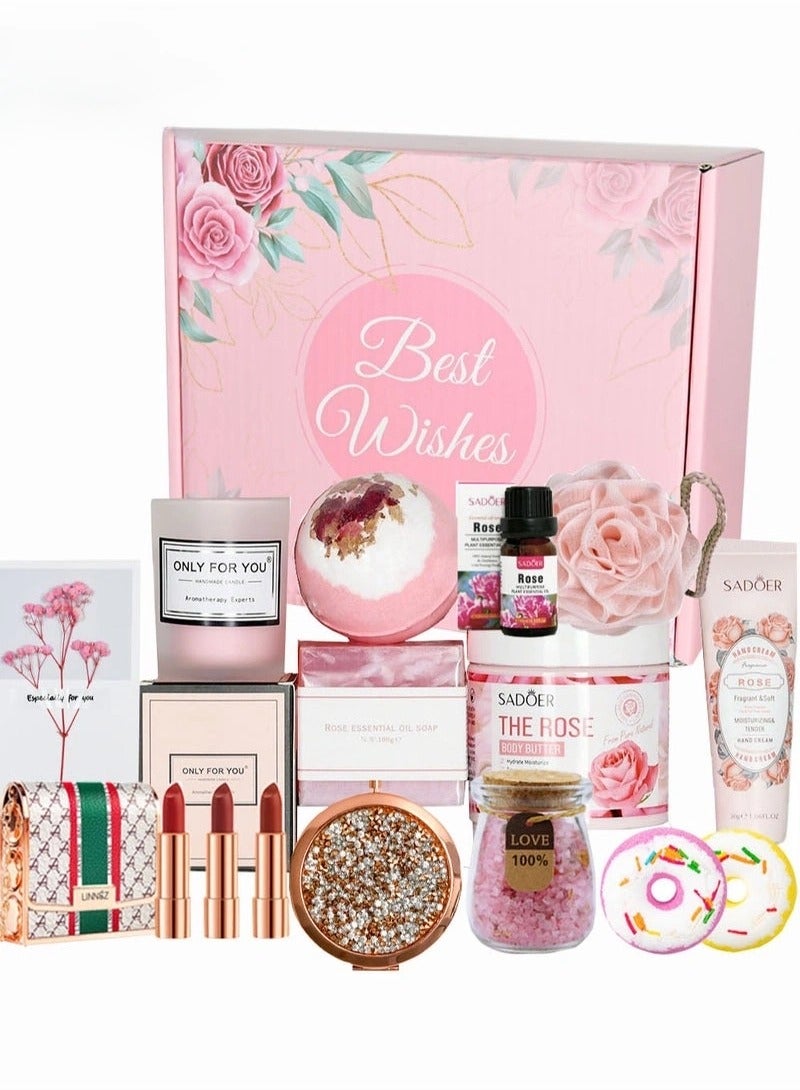 Captaintech Gifts Basket for Women - Birthday Gift Box Set Contains 14 Items Inspirational Gift,Relaxing Spa Care Package for Women Friendship,Friend Gifts for Women - Image 1