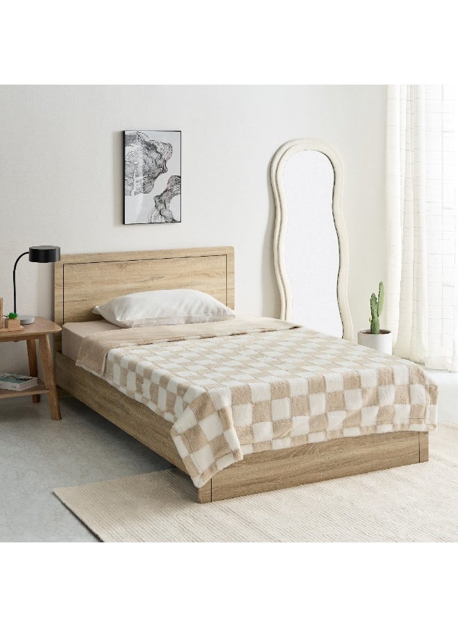 Home Box - Breda Check Jacquard Rabbit Fur Twin Blanket 220 x 150 cm - Image 1