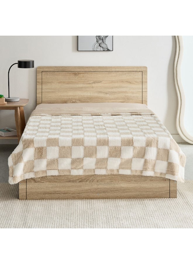 Home Box - Breda Check Jacquard Rabbit Fur Twin Blanket 220 x 150 cm - Image 1