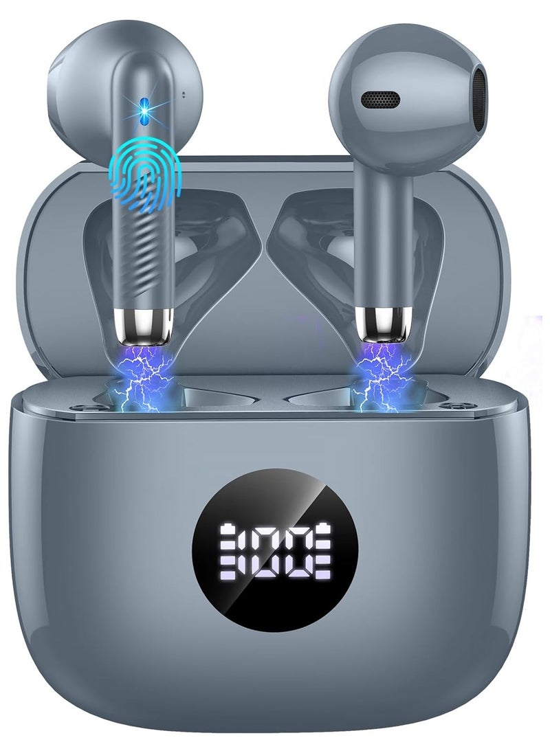 lekikpo Wireless Earbuds, Bluetooth 5.4 Ear Buds LED Power Display Headphones Bass Stereo, Bluetooth Earbuds in-Ear Noise Cancelling Mic, 40H Playback Mini Case IP7 Waterproof Sports Earphones for Android iOS-Dark Gray  - Image 1