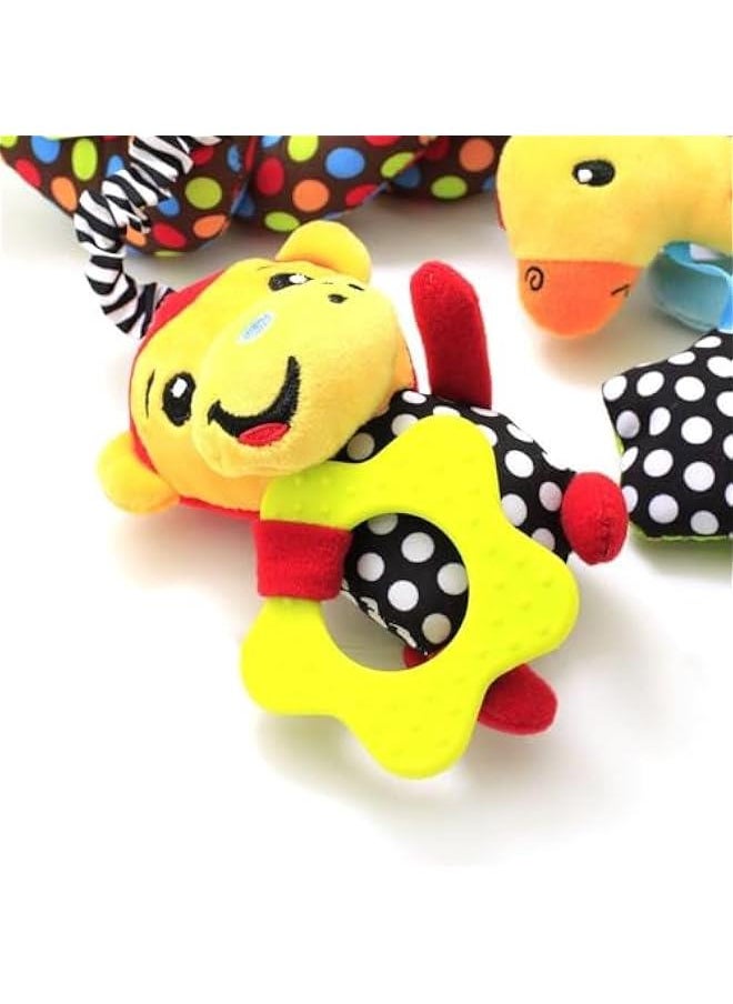 MIXDE - Car Seat Toys, Hanging Toys for Car Seat Crib Mobile, Stroller Toy Infant Baby Spiral Plush Toys for Crib Bed Stroller Car Seat Bar (Monkey + Giraffe + Elephant) (Monkey + Giraffe + Elephant) - Image 1
