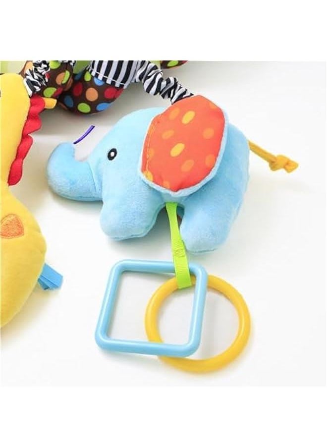 MIXDE - Car Seat Toys, Hanging Toys for Car Seat Crib Mobile, Stroller Toy Infant Baby Spiral Plush Toys for Crib Bed Stroller Car Seat Bar (Monkey + Giraffe + Elephant) (Monkey + Giraffe + Elephant) - Image 1