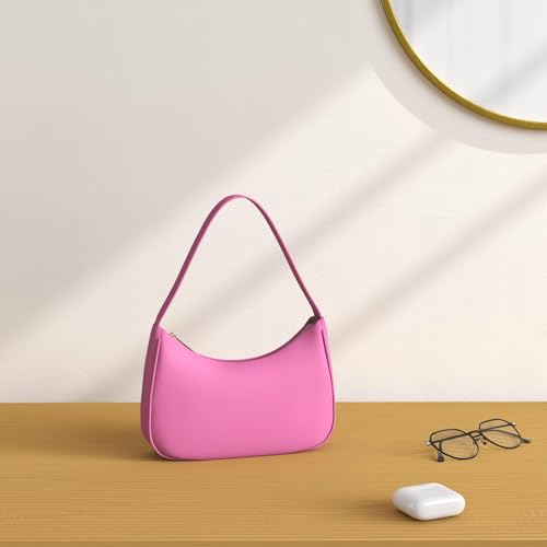 CYHTWSDJ Shoulder Bags for Women, Cute Hobo Tote Handbag Mini Clutch Purse with Zipper Closure (Pink) - Image 2