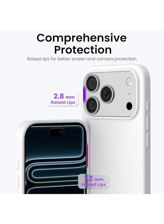 جراب متوافق مع iPhone 17 Pro مقاس 6.3 بوصة، جراب نحيف من السيليكون السائل بأربع طبقات مغطى بالكامل بجل ناعم مطاطي مقاوم للصدمات، جراب هاتف واقٍ لهاتف iPhone 17 Pro - أبيض - Image 4