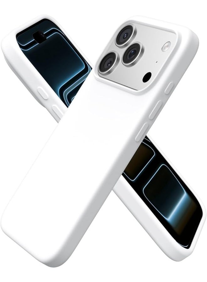 جراب متوافق مع iPhone 17 Pro مقاس 6.3 بوصة، جراب نحيف من السيليكون السائل بأربع طبقات مغطى بالكامل بجل ناعم مطاطي مقاوم للصدمات، جراب هاتف واقٍ لهاتف iPhone 17 Pro - أبيض - Image 1