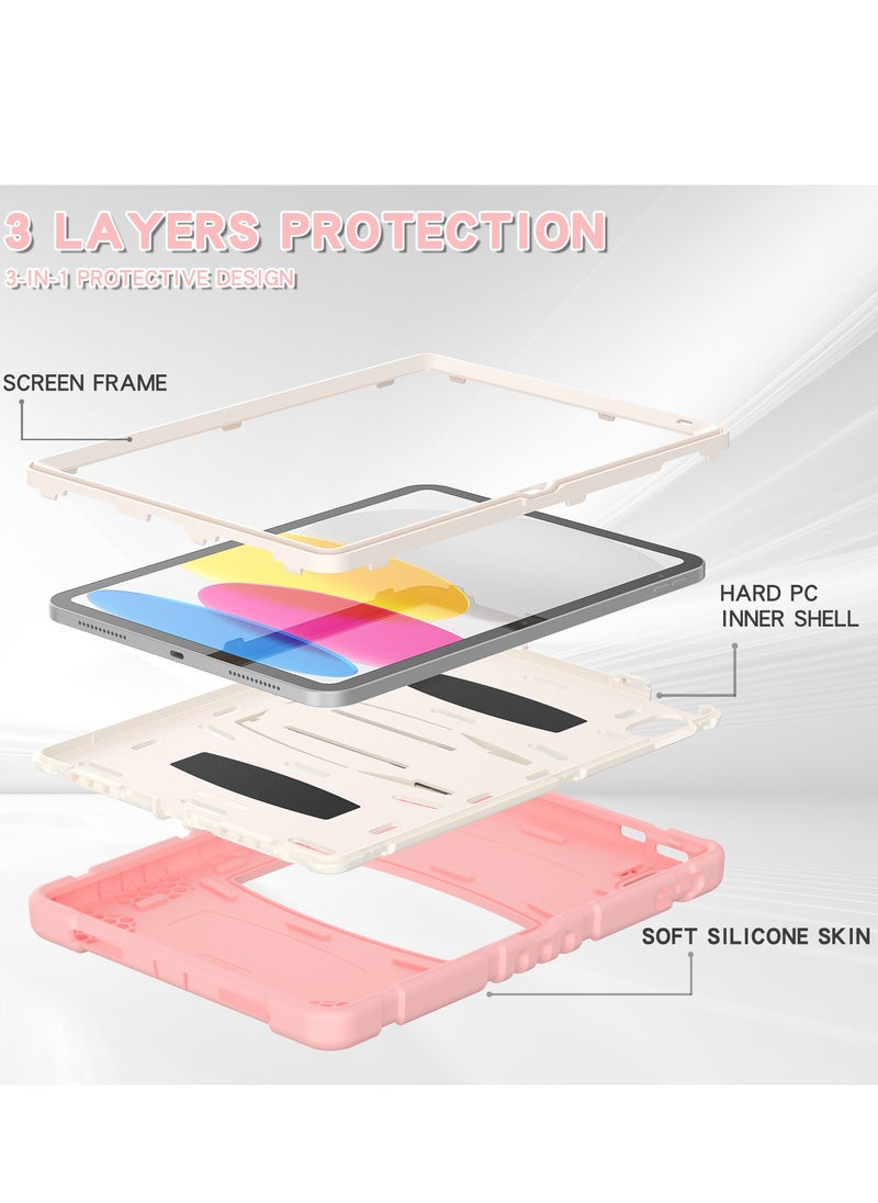 GULFLINK Shockproof High Impact Protective Case Cover with Kickstand for ipad 10th 10.9 inch 2022（A2757/A2777）Cherry Blossoms pink  - Image 4