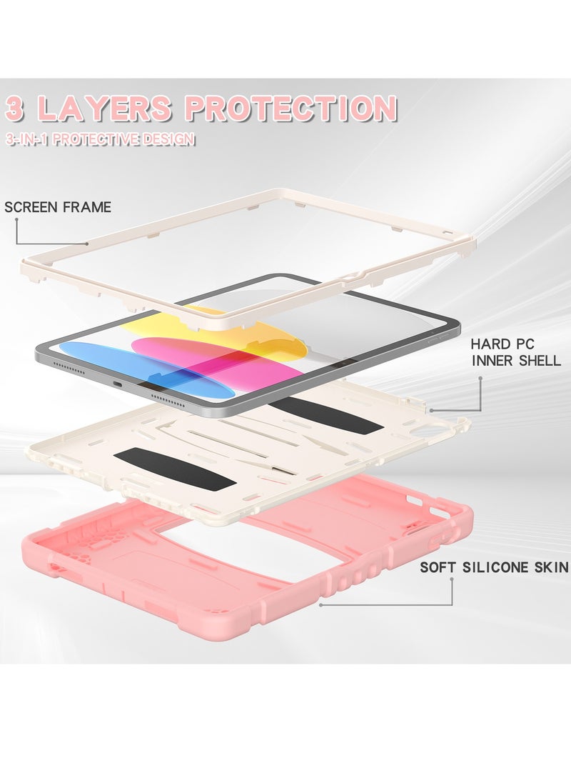 GULFLINK Shockproof High Impact Protective Case Cover with Kickstand for ipad 10th 10.9 inch 2022（A2757/A2777）Cherry Blossoms pink  - Image 5