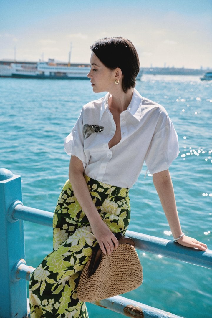 EXQUISE Fish Patterned Embellished Shirt - Image 5