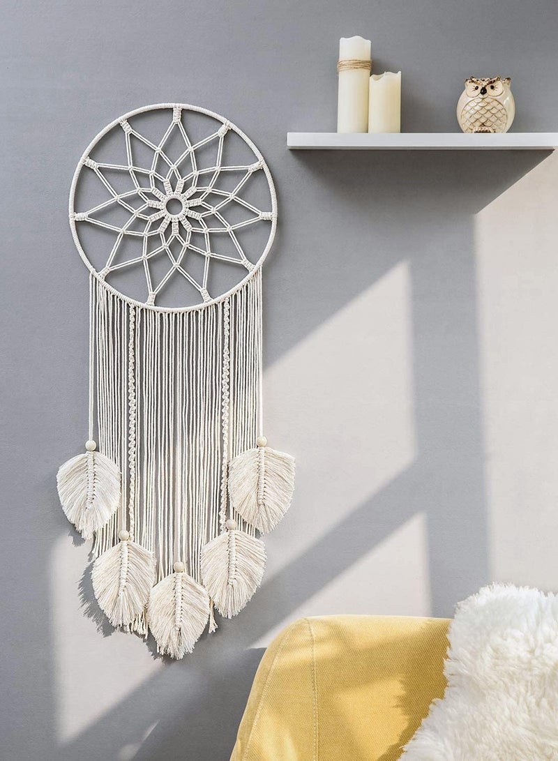 Excefore Macrame Dream Catcher Woven Feather Large Wall Hanging Handmade Dreamcatcher Boho Tassels Art Woven Decoration Home Decor Ornament Craft Gift Geometric Beautiful Wall Art for Apartment  - Image 3