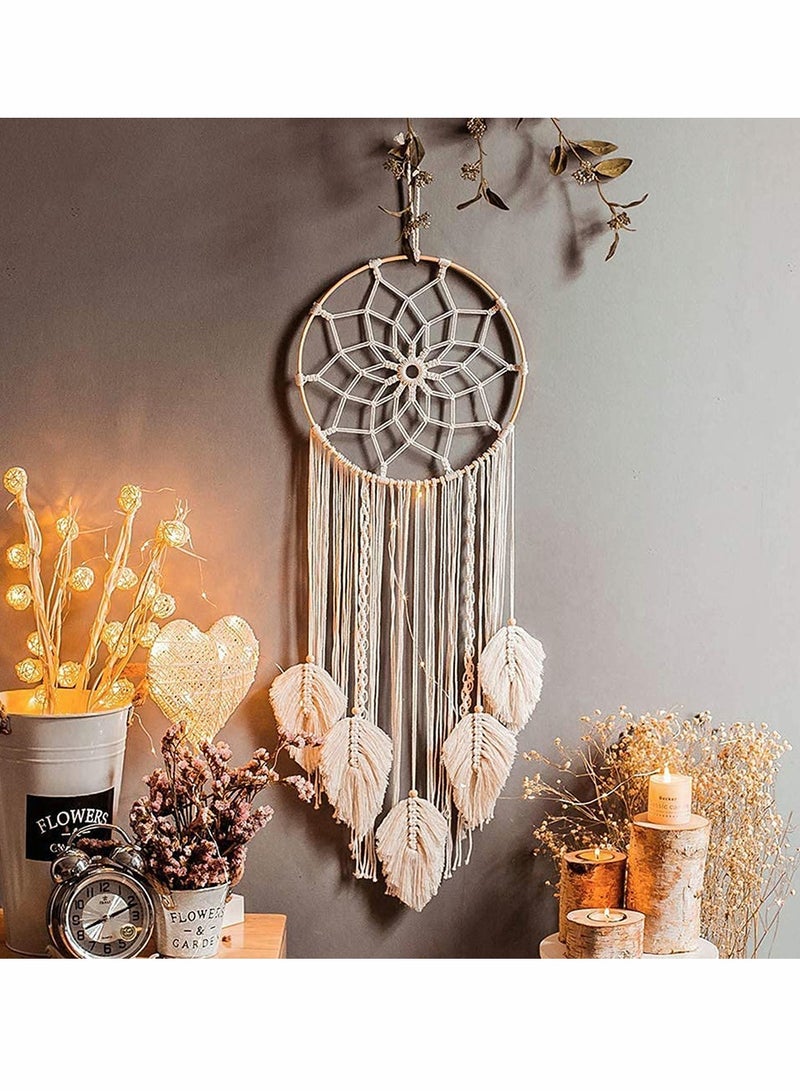 Excefore Macrame Dream Catcher Woven Feather Large Wall Hanging Handmade Dreamcatcher Boho Tassels Art Woven Decoration Home Decor Ornament Craft Gift Geometric Beautiful Wall Art for Apartment  - Image 2