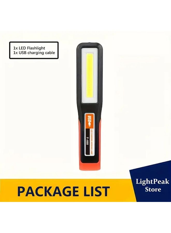 1pc Handheld LED COB Flashlight Rotatable Foldable USB Rechargeable Work Light With Hook Magnetic - Image 1