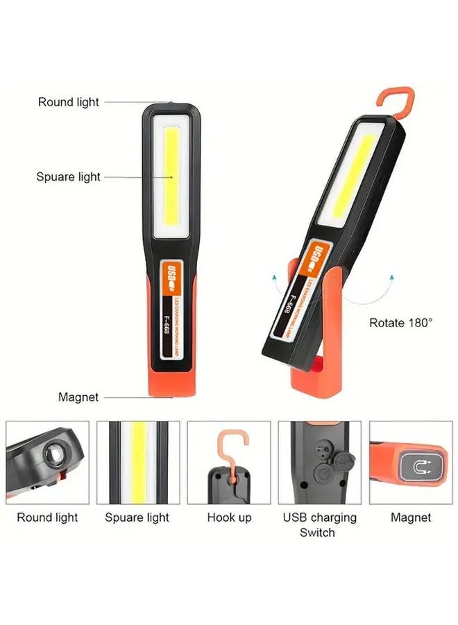 1pc Handheld LED COB Flashlight Rotatable Foldable USB Rechargeable Work Light With Hook Magnetic - Image 4