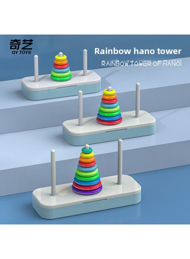 Qiyi Rainbow Hanuo Tower 10-storey Children's Educational Fun Thinking Logical Space Training Toys Qiyi Rainbow Hanuo-Color:[Qiyi] Rainbow Tower Of Hannover 6-floor Hardcover Edition Rainbow Color  - Image 2