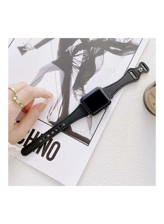 NIBEMINENT Replacement Watchband For Apple Watch Series 7 45mm/6 & SE 5 4 44mm/3 2 1 42mm Black - Image 1