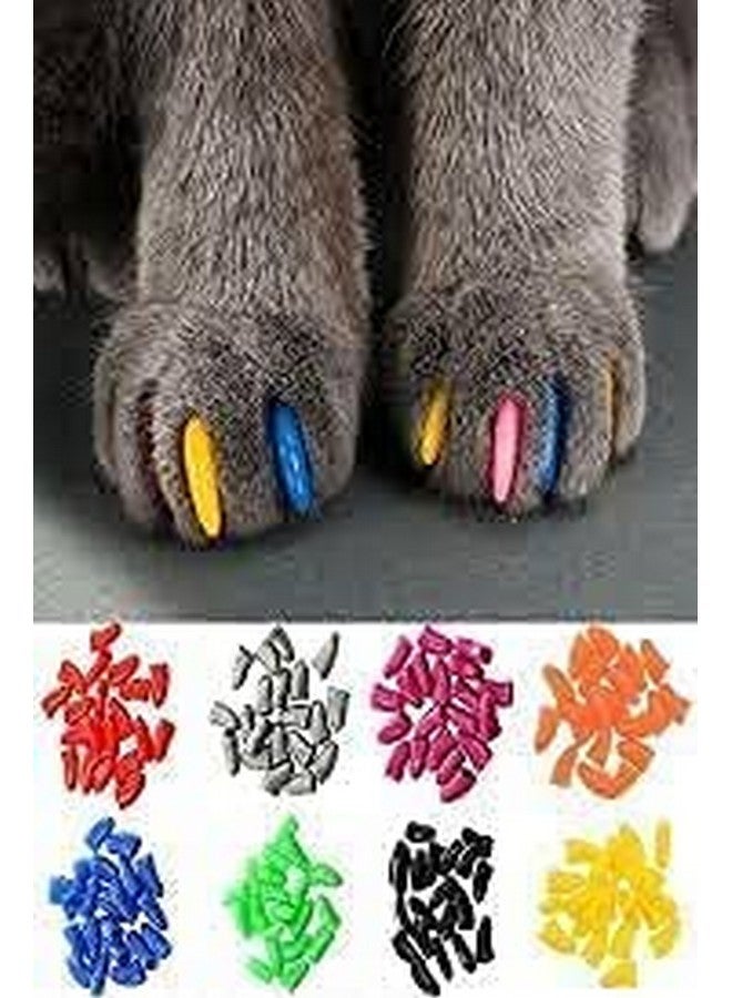 20 Pcs Cat Nail Caps, Colorful Pet Cat And Dog Soft Claws Nail Covers For Cat Claws With Glue And Applicators (Color May Vary) (Large) - Image 1
