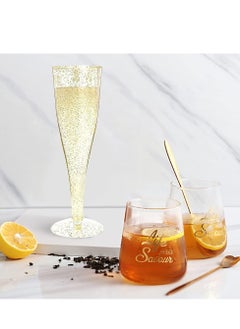 Oasisgalore 30 Pack Gold Glitter Champagne Flutes Glasses, Plastic Disposable Champagne Flute for Parties  - Image 4