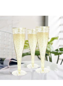 Oasisgalore 30 Pack Gold Glitter Champagne Flutes Glasses, Plastic Disposable Champagne Flute for Parties  - Image 5