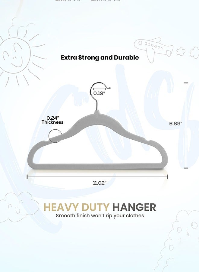 Arabest 50 Pack Kids Velvet Hangers - Durable 11" Wardrobe Hangers - Perfect Hangers for Everyday Use - Image 2