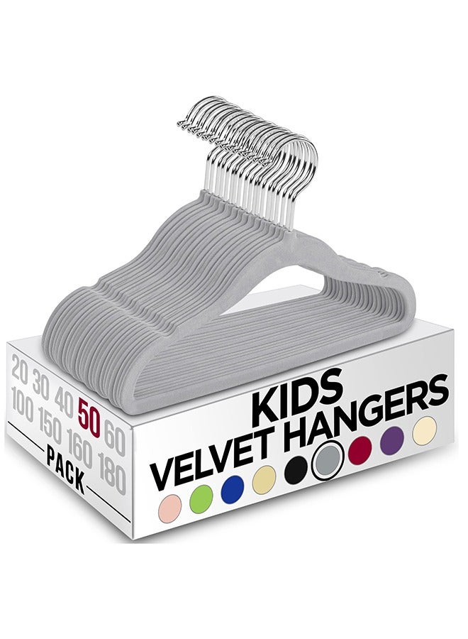 Arabest 50 Pack Kids Velvet Hangers - Durable 11" Wardrobe Hangers - Perfect Hangers for Everyday Use - Image 1