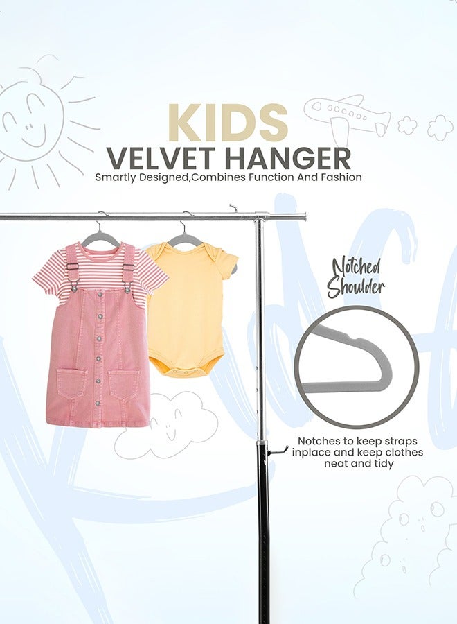 Arabest 50 Pack Kids Velvet Hangers - Durable 11" Wardrobe Hangers - Perfect Hangers for Everyday Use - Image 3