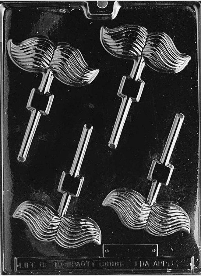 Grandmama's Goodies D025 Mustache Lollipop Sucker Chocolate Candy Mold With Molding Instructions  - Image 1