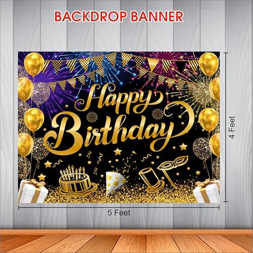 Party Baazaar Happy Birthday Backdrop | Backdrop for Birthday Decoration | Theme Banner for Kids (Pack of 1, Multicolor, Size: 5x4 Feet) - Image 3