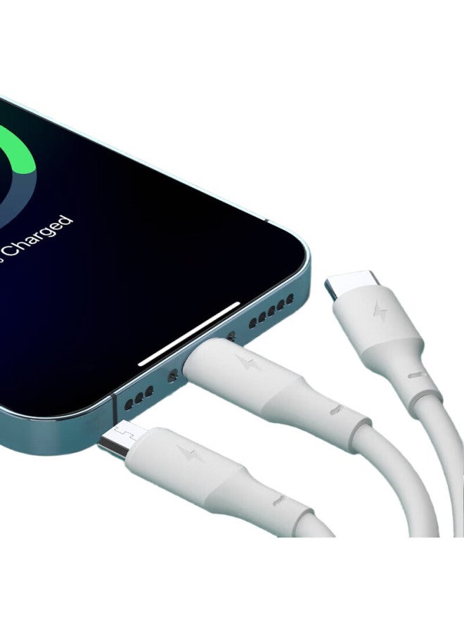 Newmine 3-In 100W Super Fast Charging Cable, Compatible With Apple, Huawei, Xiaomi, Car Use, White [Apple + Android + Type-C] - Image 3