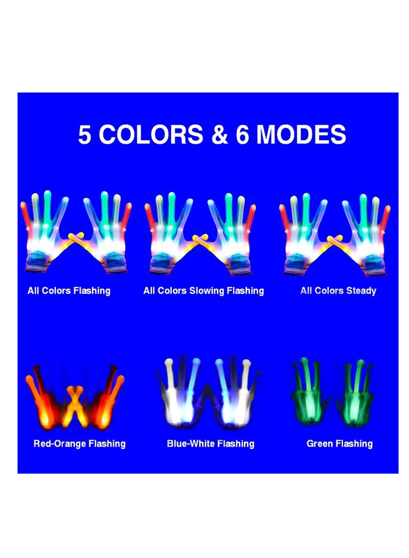 Meetion LED Finger Gloves,Finger Light Gloves,LED Gloves for Teen and Adult Gifts,The Toys for 13 and Up Year Old Boys Girls,Light Up Gloves Have 5Color/6Mode,in Halloween Chrismas Party(1 Pair/L) - Image 2