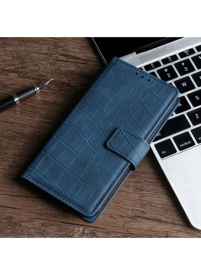 HuHa Case Cover For Realme C3 / C3i Skin Feel Crocodile Texture Magnetic Leather Phone Case Blue 