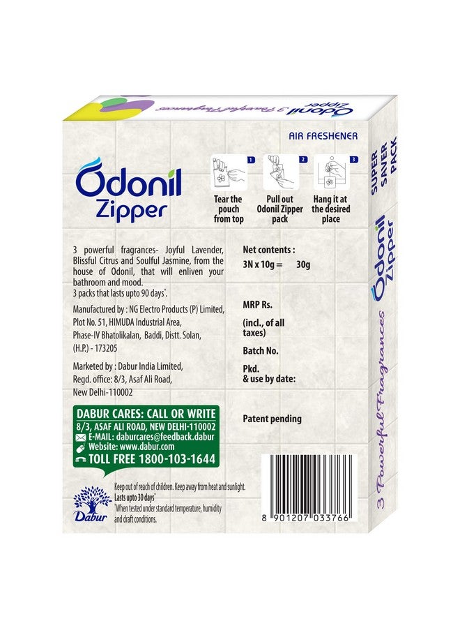 Odonil Bathroom Air Freshener Zipper Mix -30gm (10gm*3, Citrus, Jasmine,Lavender) - Image 5
