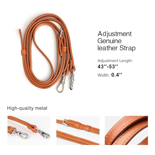 LUCKYCOIN Crossbody Wallet Phone Case for iPhone 15 Pro MaxGenuine Leather Wallet Phone Case with Card HolderPhone Purse with Adjustable Removable StrapTravel Trendy Purses for Women Brown - Image 3