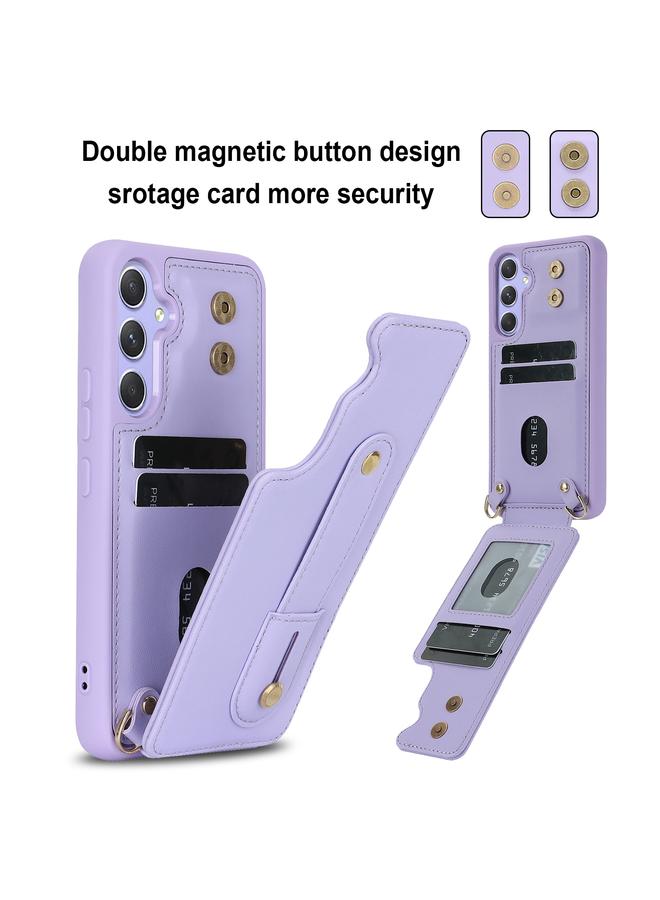 S-TOP Case For Samsung Galaxy S24+ 5G Wristband Vertical Flip Wallet Back Cover Phone Case with Long Lanyard - Image 2