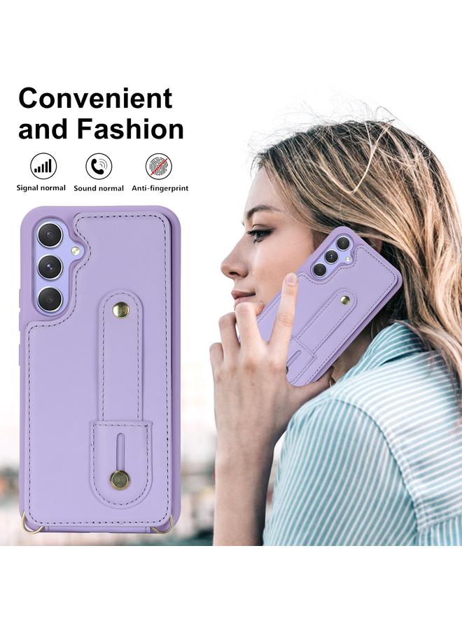 S-TOP Case For Samsung Galaxy S24+ 5G Wristband Vertical Flip Wallet Back Cover Phone Case with Long Lanyard - Image 4