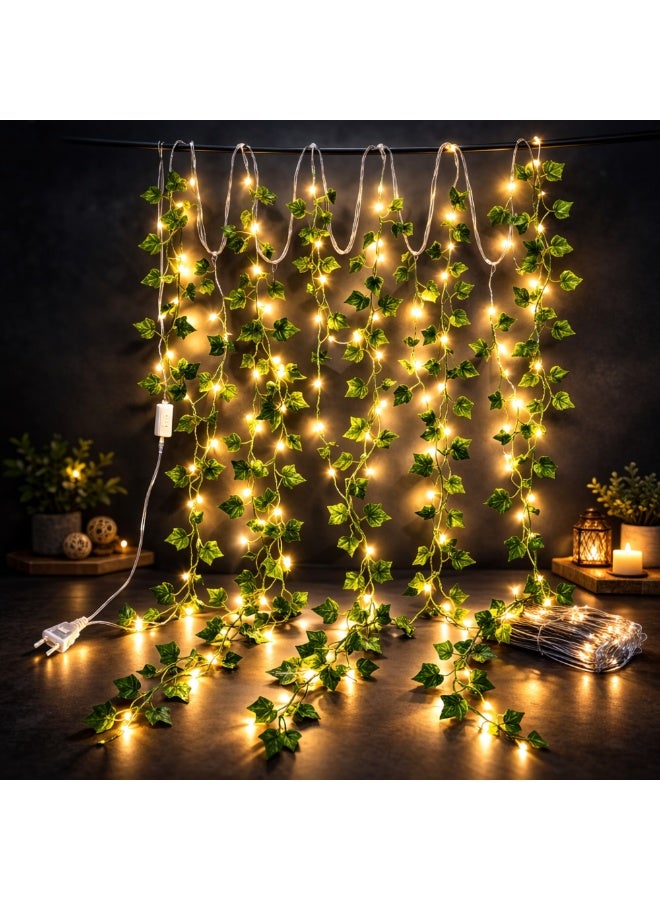 Fine Productions شريط إضاءة LED بتصميم أوراق شجر واقعية، 100 مصباح LED، مثالي لتزيين غرف النوم، المنازل، المهرجانات، حفلات الزفاف، والحفلات، للاستخدام الداخلي والخارجي، بإضاءة بيضاء دافئة. - Image 2